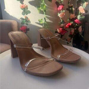 Torrid Clear Strap Block Heels - Nude/Tan